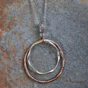 BOHO TREASURES WISE CREATIONS Two-Tone Hoop Pendant Necklace